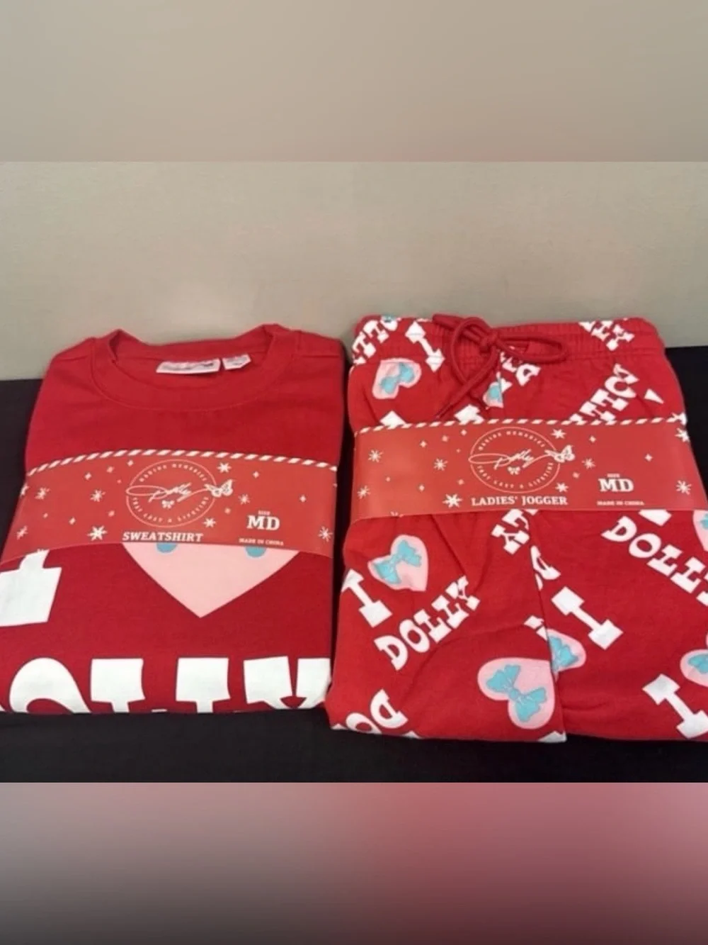 DOLLY Parton Red Pajama Pants Jogger Set Sweatshirt & Joggers Dollywood